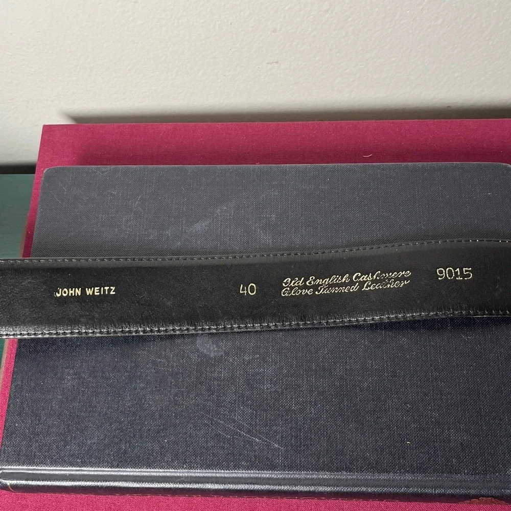 John Weitz Cognac Old‎ English Cashmere Glove Tanned Leather Men's Belt Sz 40